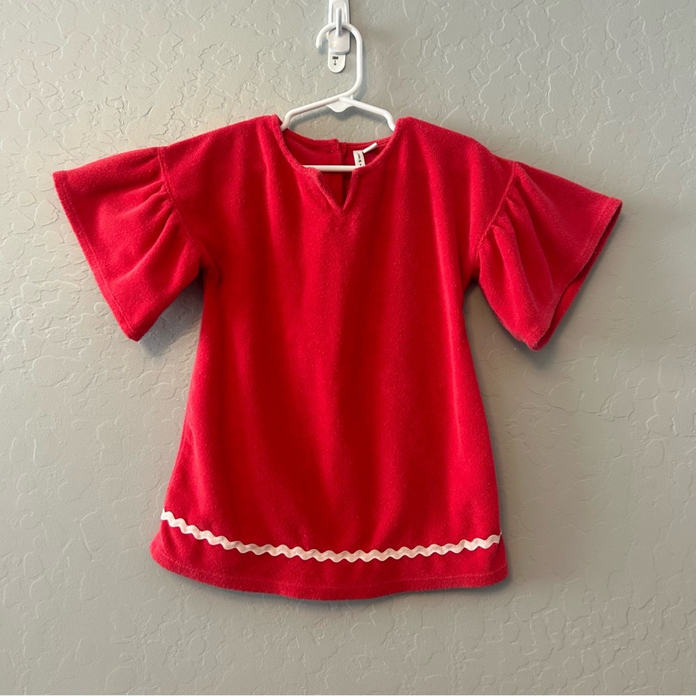 Janie and Jack Flower Island red terry bell sleeve swim cover up 18-24 months